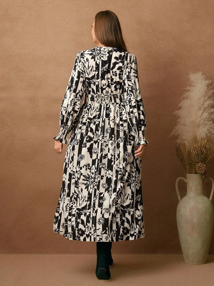 フローラルプリント長袖ワンピース s*u様 GLACE CLASSフローラル