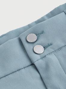 SHEIN MOD 純色褶邊休閒裙 - 藍色 - 查看 3