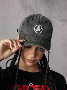 STAR TREK X SHEIN Fashionable Classic Casual All-Match Versatile Street Sports Embroidered Black & Grey Unisex Baseball Cap, Sun Protection Styling - Black - View 2