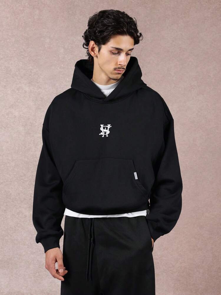 Cropped Black Hoodie With Logo And City Text