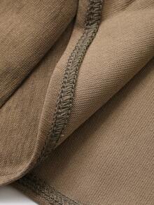 DAZY فستان قصير كاجوال بأكمام طويلة وياقة على شكل حرف V مربوط بحزام، طباعة ربطة الصبغة، للنساء، خريف/شتاء - بني - مشاهدة 7