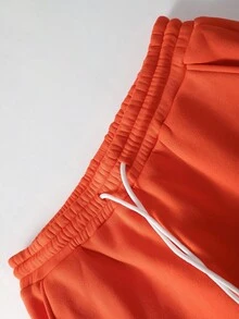 Manfinity EMRG Men's Letter & Star Print Drawstring Waist Pocket Loose Sweatpants - Burnt Orange - View 4