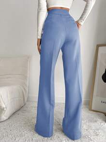 EURMUSE Women's Casual Commuter Slant Pocket Suit Pants - Dusty Blue - View 2