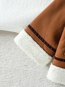 SHEIN Infant/Toddle Baby Boy Suede And Plush One-Piece Stand Collar Jacket, Stylish Street-Wear, Baby Boy Clothes, Children Clothing, Baby Boy Sets Baby Boy Fleece Jacket Winter Baby Clothes Baby Coat Baby Boy Winter Coat Baby Boy Jacket Fall - Brown - View 5