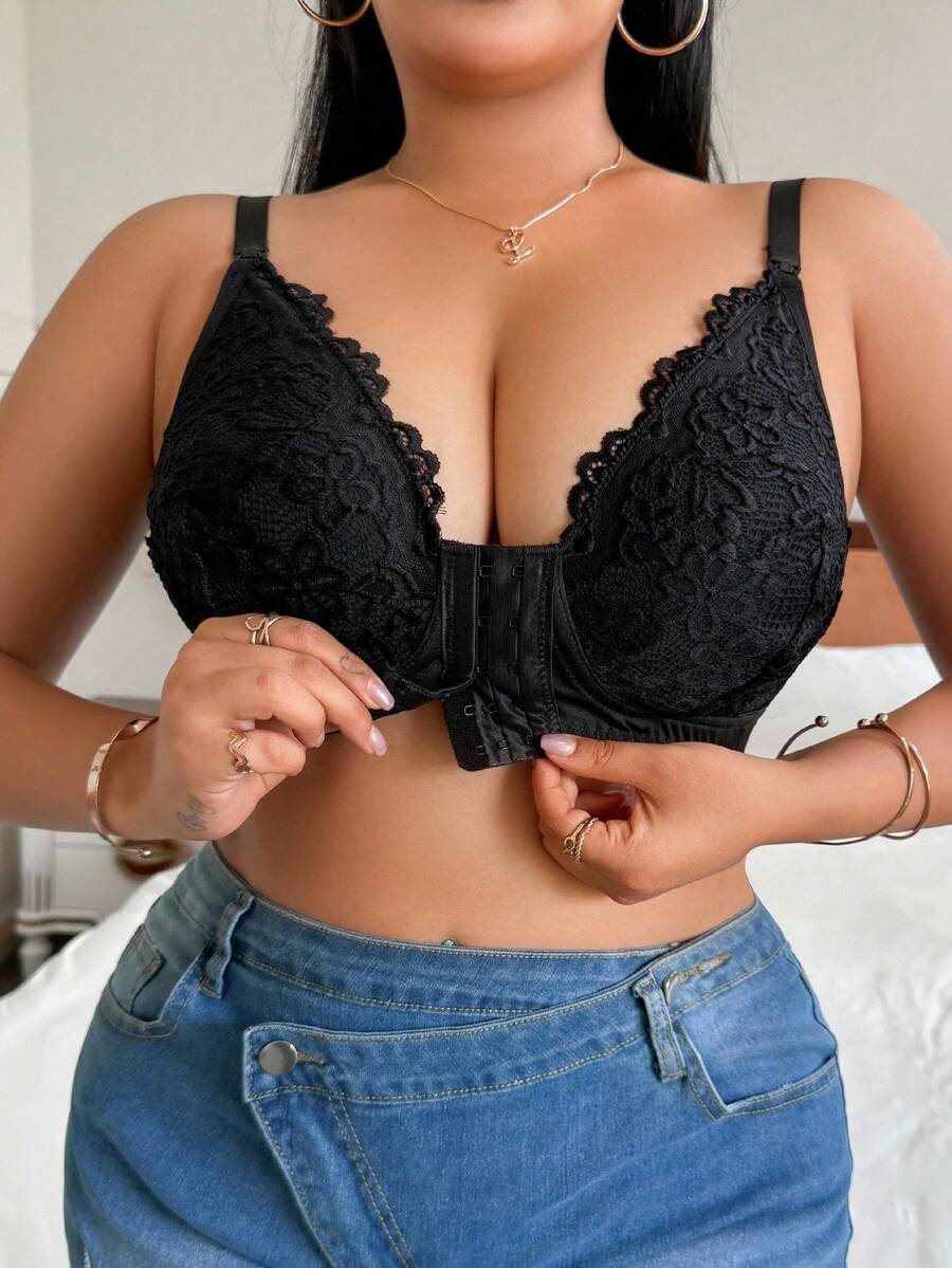 Moonlight&Mama 1 件大码蕾丝拼布前开式哺乳文胸