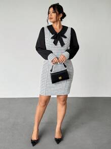 Firerie Gaun Wanita Elegan dan Romantis 2 in 1 dengan Hiasan Pita dan Patchwork Kain Warna Kontras - MultiWarna - View 7