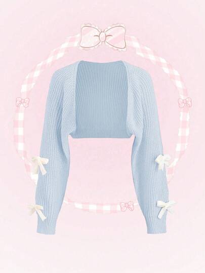 SHEIN Unity 女士简约日常拼色蝴蝶结开衫