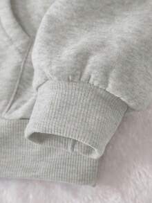 SHEIN Áo nỉ nữ kiểu dáng thường ngày, in hình rùa biển, vai rớt, dáng rộng, chất liệu lông cừu, thích hợp cho kỳ nghỉ thu/đông. - Màu Xám nhạt - Xem 3