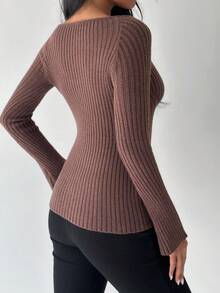 FavEase Sexy Fitted Basic Women Long Sleeve Sweater, Autumn
