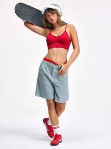 LOUNGEISTA 4件套女士无缝罗纹吊带聚拢文胸，性感舒适内衣文胸，运动文胸 - 彩色 - 查看 4