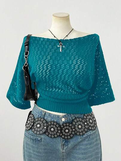 Sunspun Modische, elegante Damen Strickoberteil im dunklen Y2K-Stil in Große Größen, geeignet für Frühling, Sommer, Herbst, passend für den Büroalltag