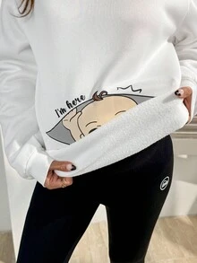 SHEIN 秋装，秋季服装，孕妇装 秋季服装 孕妇装 印花孕妇装 加大码圆领卫衣 孕妇卫衣 孕妇卫衣 孕妇卫衣 趣味孕妇卫衣 宝宝公告卫衣 - 白色 - 查看 4