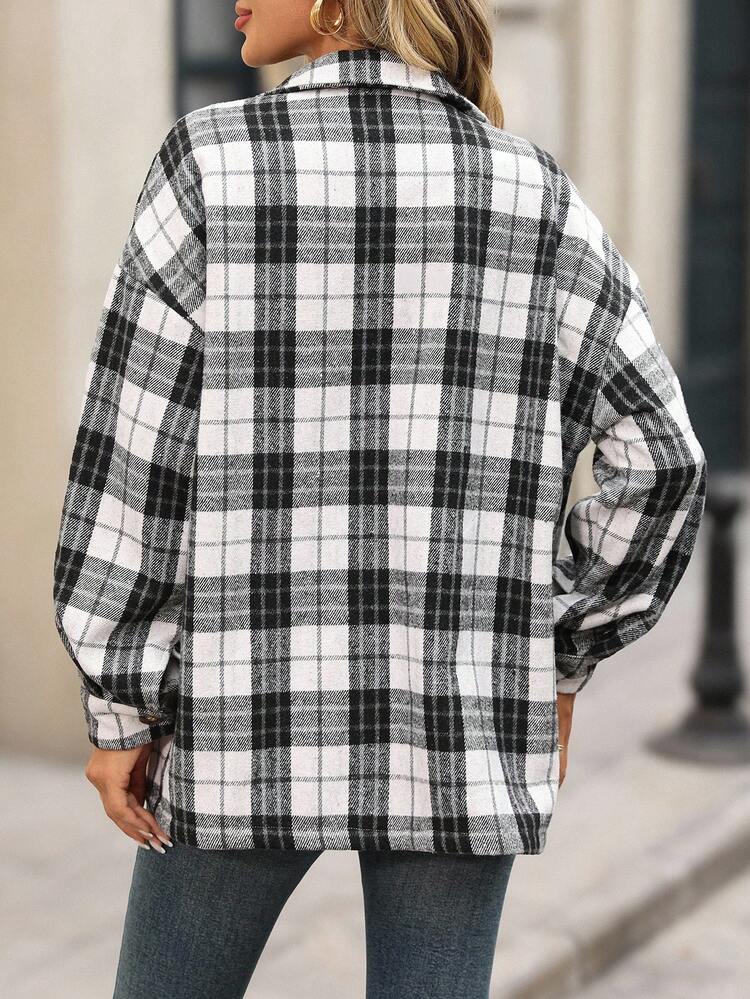 Women's Plaid Minimalist Casual Long Sleeve Regular Coat Plaid Shirt Women Oversized Button Up Women Plaid Shirts For Women Flannel Shirt For Women Plaid Button Up Button Up Women Shirt Women's Winter Coat Going Out Winter For Women