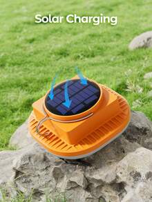 Teckwe 1pc Solar Camping Light Rechargeable Lantern,Waterproof Portable Lantern Night Lights, Multi-Functional Emergency Lamp, High Brightness Light With Hook, For Emergency, Adventure, Camping, Fishing - Orange - View 4