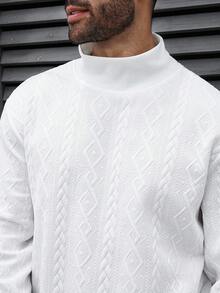 Manfinity Homme Plus Size Men's Casual Solid Color Long Sleeve Sweatshirt , Fall - White - View 2