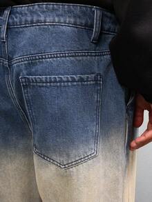 SUMWON Blugi cu picior larg, croială largă, efect vintage decolorat, spălat uzat, croială lejeră, streetwear, pantaloni din denim, toamnă-iarnă, modă casual, ținute zilnice - Albastru - Vizualizare 7