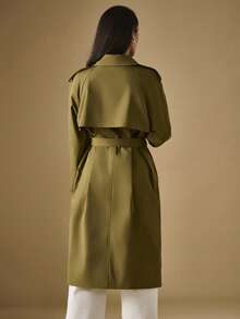 Briarwyn Women's Casual Commuter Solid Color Double-Breasted Trench Coat,Women's Winter Trench Coat,Autumn Outfits For Women,Old Money Style Women