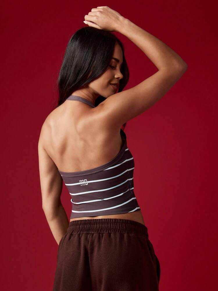 MISSGUIDED Gestreiftes Trägertop, modernes Sportbekleidung, Trainingstank, Leistungssport-Fitnessstudio-Sportbekleidung für Frauen, Aktivbekleidung für Yoga, Fitness, Training, Laufen