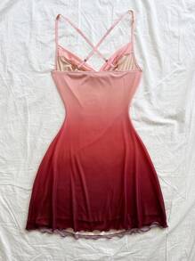 Soleia 大码女式细肩带垂坠领迷你连衣裙，渐变色，适合海滩、西部、度假、音乐节、夏季服装、波西米亚风