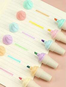 6 pezzi Mini evidenziatori portatili a forma di cono dolce, fluorescenti, per il ritorno a scuola