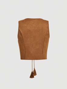 SHEIN MOD Women Bohemian 70s Fringe Sleeveless Jacket, Autumn Outerwear Tops,Fall Women Jackets,Western Jacket,Cowboy Jecket