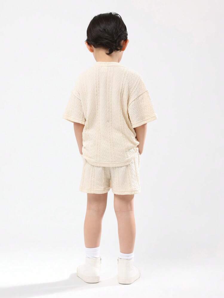 Textured T-Shirt And Shorts Set