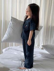 Dazy Kids Young Girls Plaid Short Sleeve Pants Pajamas, Spring/Summer