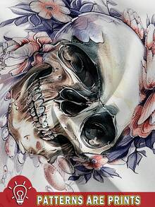 EMERY ROSE Casual And Simple Skull Head Watercolor Floral Pattern Loose-Fit Sleeveless Tank Top For Women, Suitable For Summer Back To School