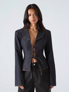 LYSMO 女士休闲通勤系带西装外套