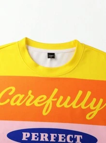 PAVTROS Manfinity Streetrush Striped & Letter Print Casual Fashionable Versatile Long Sleeve Hoodie For Men, Jerseys Streetwear, Mens Jersey Style, Vintage Jersey Men