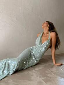 Aloruh Váy dự tiệc nữ, Váy hẹn hò nữ, Váy đuôi cá cổ khoét sâu quyến rũ, chất liệu vải sequin lấp lánh màu xanh bạc hà, Quần áo mùa thu cho nữ Trang phục Halloween Quần áo Halloween Quần áo mùa thu cho nữ Quần áo Halloween Y2k cho nữ Quần áo Y2k Quần áo mùa thu cho nữ Váy thanh lịch cho tiệc tùng Trang phục Halloween - màu xanh lá - Xem 8