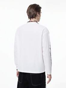 ROMWE MEN Goth 男士休闲简约华夫格印花长袖T恤，秋季