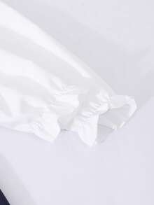 Tween女孩復古學院風優雅法式甜美蕾絲彼得潘領泡泡袖2合1洋裝，畢業季秋季校園穿搭，海軍藍與白色 - 寶藍色 - 查看 6