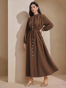 Graceveil Robe chemise à manches longues ample, décontractée, de couleur jaune crème, style été dopamine