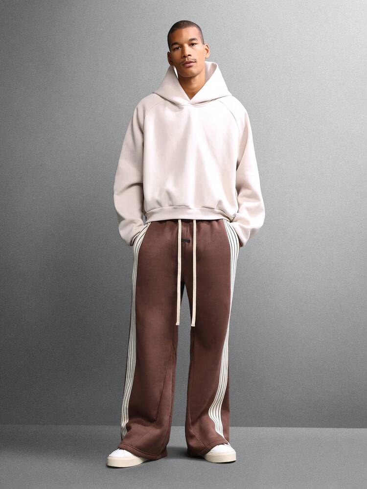 Wide Leg Flared Sweatpants With Side Stripes