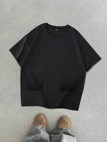 Manfinity EMRG 男士双口袋圆领纯色休闲短袖 T 恤，男友礼物