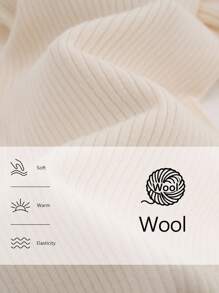 SHEIN X Jwoww Aalyst 极简羊毛混纺修身立领毛衣和针织裤套装 - 白色 - 查看 3