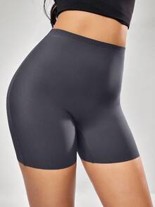 SHEIN Women's Comfortable Seamless High Waist Tummy Control Shorts - Dark Grey - View 4