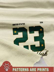 SHEIN EZwear Casual Minimalist Sport Number Print Round Neck Short Sleeve Loose T-Shirt For Women, Suitable For Summer, Suitable For Match Days Back To School