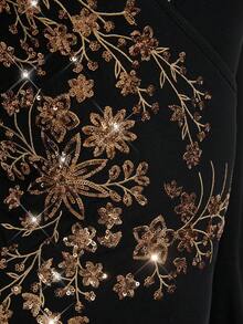 SHEIN ICON 女式长袖翻领喇叭袖复古上衣，舒适时尚，适合居家、旅行、秋冬穿着 - 黑色和金色 - 查看 9