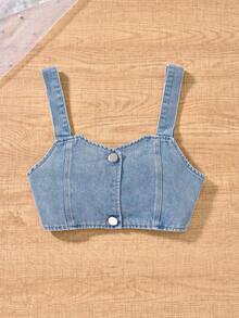 SHEIN Vestido de camisa de manga abullonada y dobladillo con ribete de volantes y bolsa 2 en 1 para niñas preadolescentes - Blanco - Ver 4