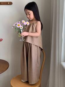 Dazy Kids 女童夏季纯色吊带背心和阔腿裤休闲两件套