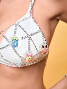 SHEIN Cadena de colgante decorativa para mujer, sexy, para usar en la playa, fiestas, raves, lencería y accesorios - Plateado - Ver 3