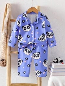2 件套女婴针织长袖上衣和裤子套装，撞色可爱时尚休闲家居服，秋冬 - 彩色 - 查看 3