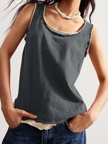 Bohemela Women's Casual Knit Patchwork Sleeveless Vest