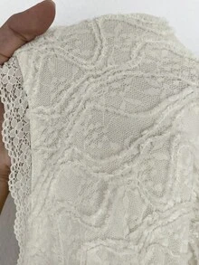 Rustia Plus Size Women's Elegant Lace Patchwork Flare Sleeve Long Dress, Patchwork Ruffle Hem Mermaid Fitted Dress, Autumn/Winter Fall Cloth For Women - Apricot - View 8