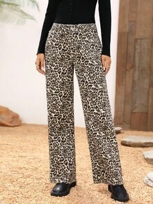 EMERY ROSE Women's Leopard Print Casual Jeans - Multicolor - View 5