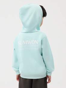 SUMWON 超大童街头服饰都市必备连帽套头衫，带中央口袋，冬季秋季休闲日常穿着，现代简约设计，青年时尚 - 薄荷藍 - 查看 1