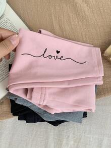 SHEIN LMoss Kids 女婴 LMoss 弹力腰字母印花休闲打底裤，秋冬季时尚百搭打底裤，印花款式 - 彩色 - 查看 7