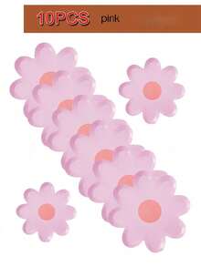 10 件雏菊金箔装饰盘 7 英寸 9 英寸波西米亚风派对背景照片道具生日婚礼毕业圣诞节夏季装饰白色向日葵桌面中心装饰壁挂节日装饰 - 彩色 - 查看 10